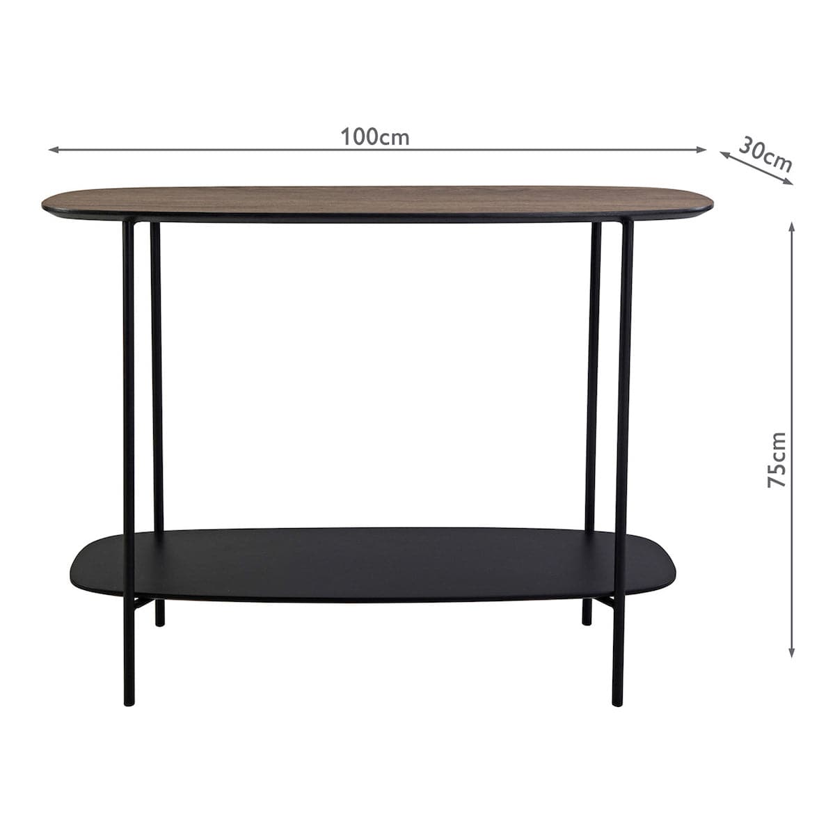 Mocha Veneer Console Table with Matt Black
