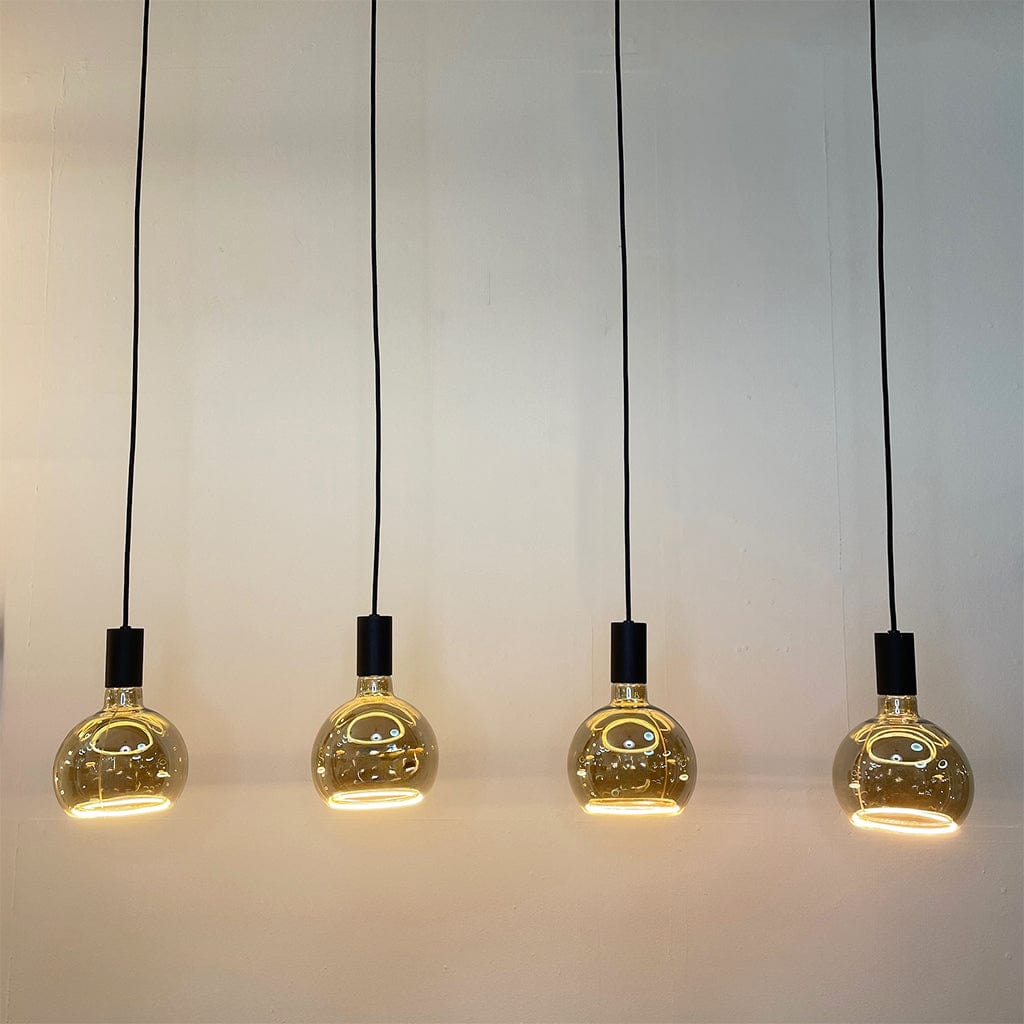 Neptune 4 Light Black Pendant with Smoked Bulbs