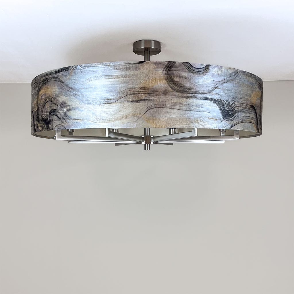 Circa 8 Light Brushed Steel with Tessuto Nero