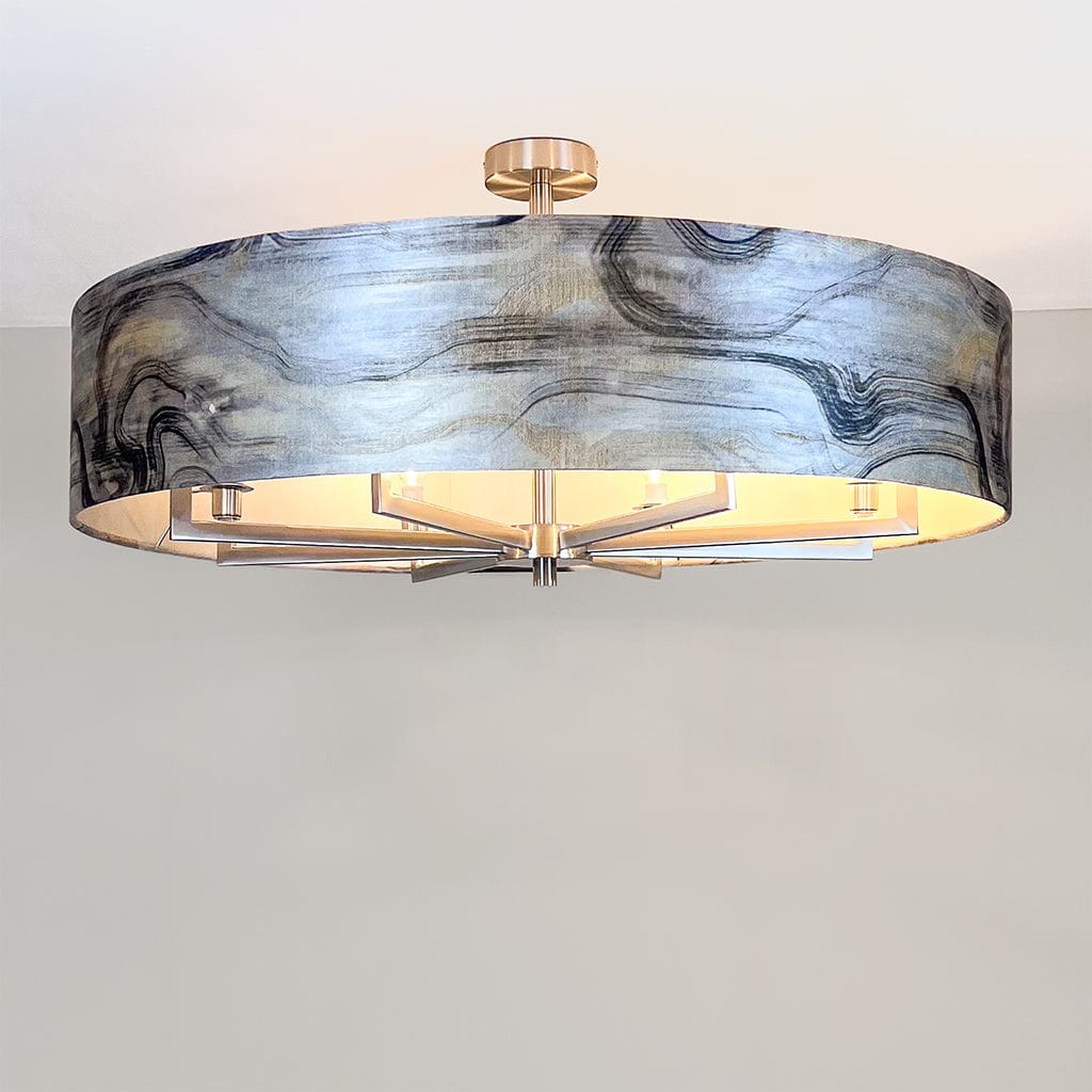 Circa 8 Light Brushed Steel with Tessuto Nero