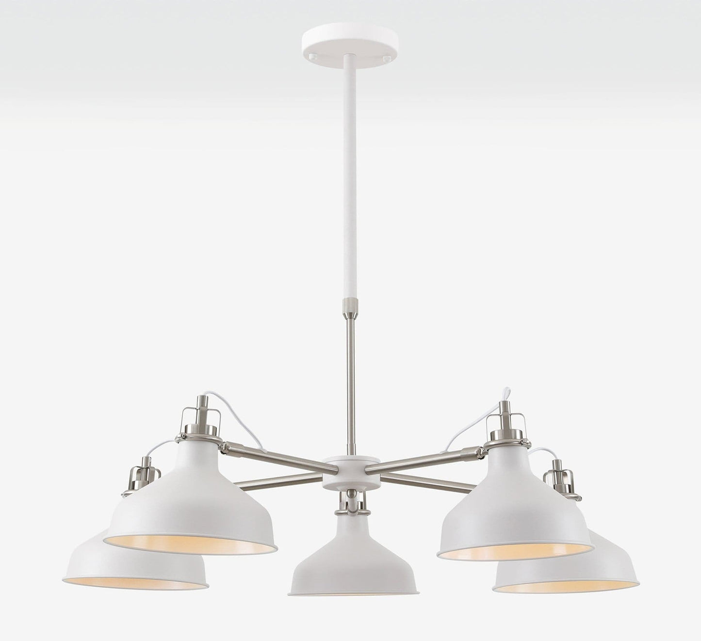 Norway 5 Light White Satin Nickel/White Pendant