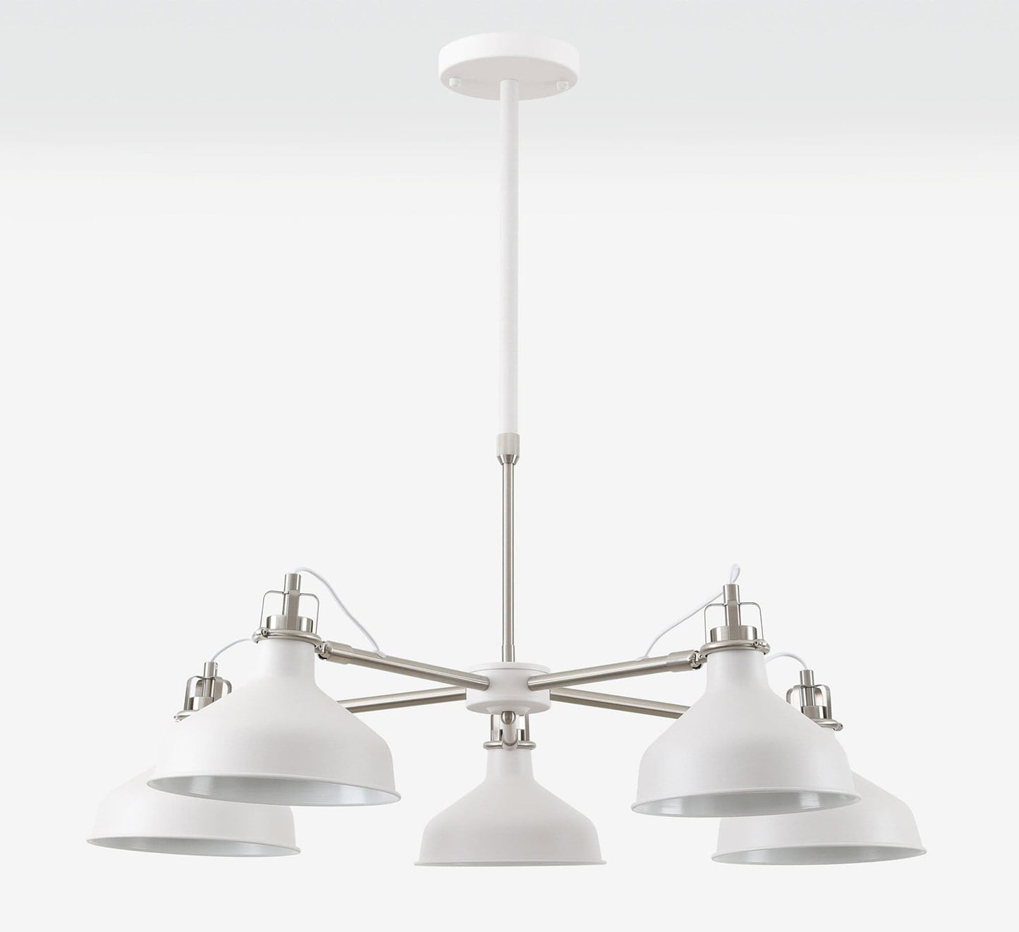 Norway 5 Light White Satin Nickel/White Pendant