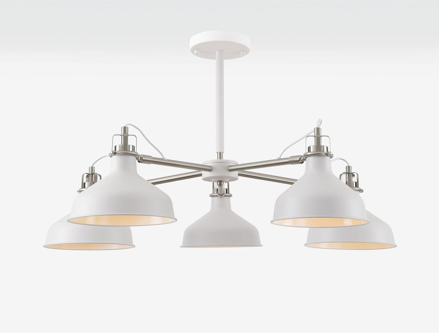 Norway 5 Light White Satin Nickel/White Pendant