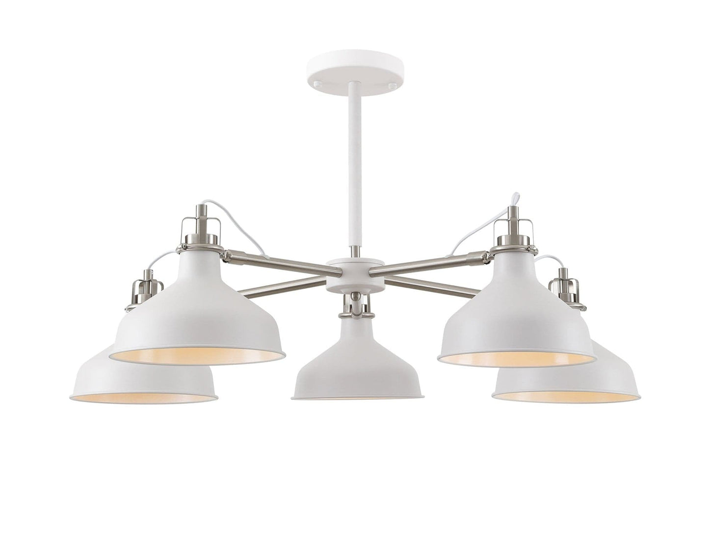 Norway 5 Light White Satin Nickel/White Pendant