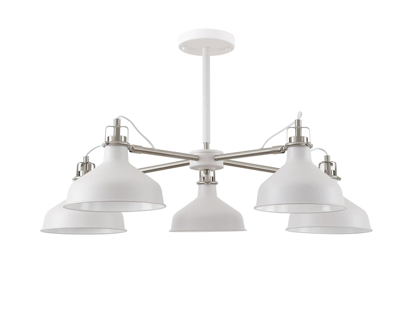 Norway 5 Light White Satin Nickel/White Pendant