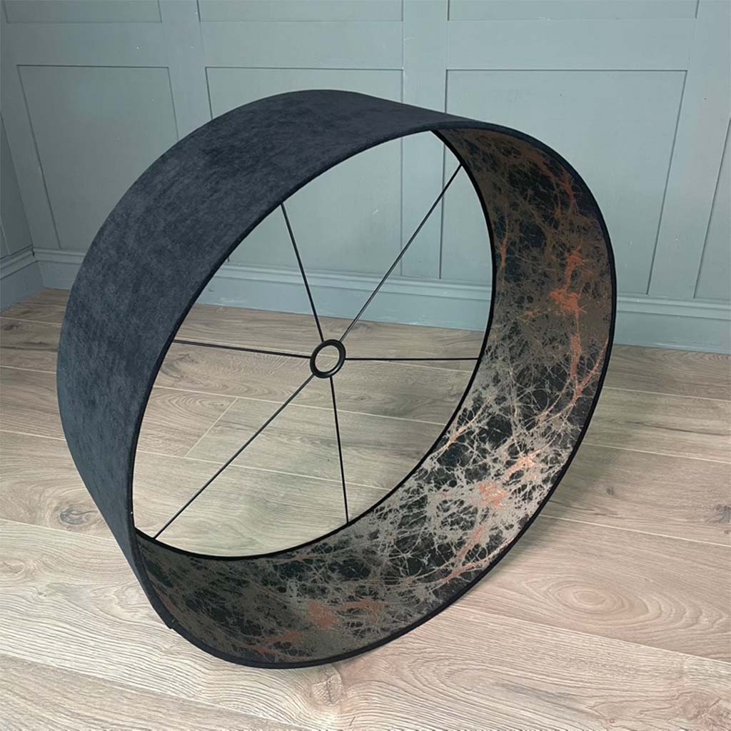 Noir Velvet Pendant Shade with Lava Bronze Fabric Inner