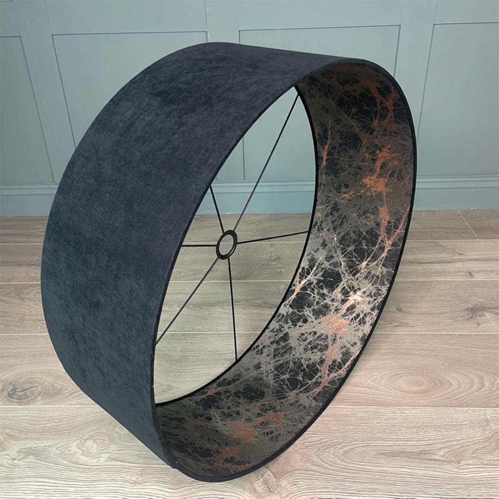 Noir Velvet Pendant Shade with Lava Bronze Fabric Inner
