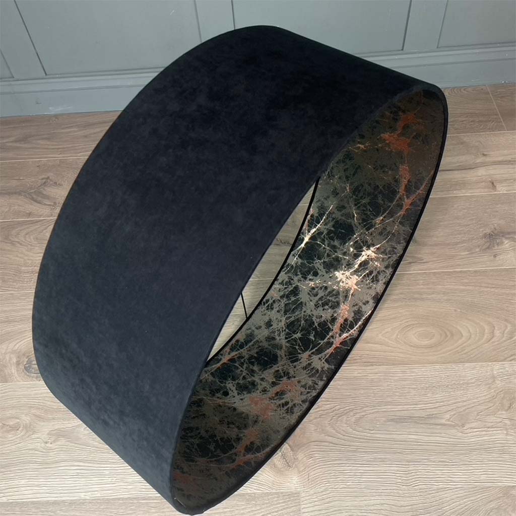 Noir Velvet Pendant Shade with Lava Bronze Fabric Inner
