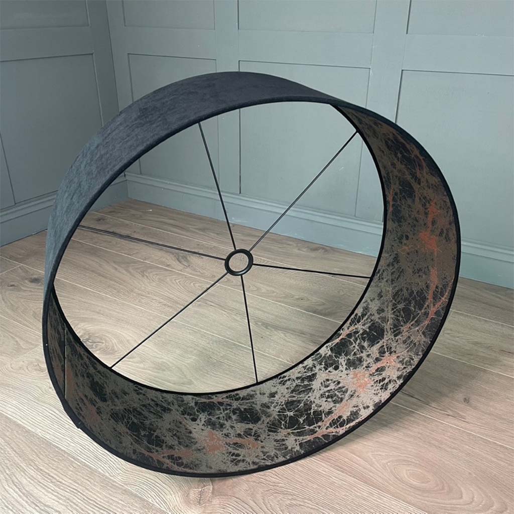 Noir Velvet Pendant Shade with Lava Bronze Fabric Inner