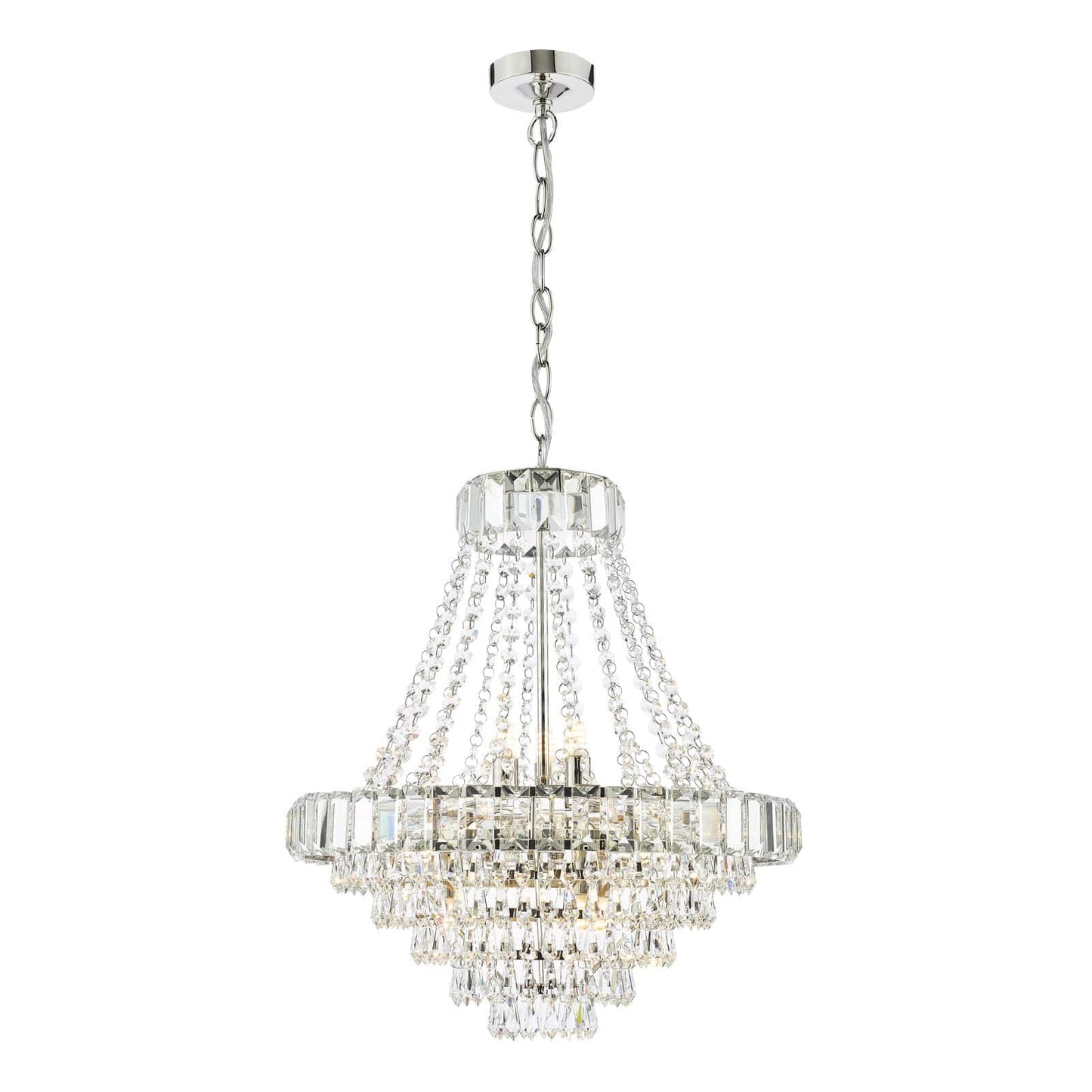 Osborne House 12 Light Chandelier Polished Nickel and Crystal