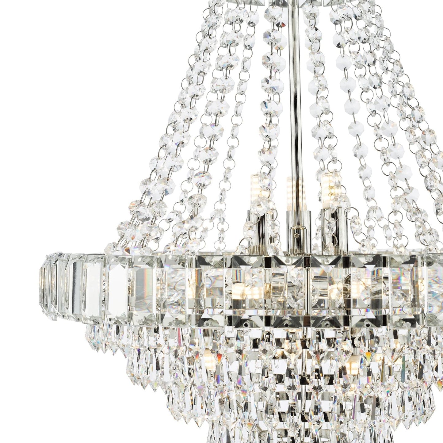 Osborne House 12 Light Chandelier Polished Nickel and Crystal