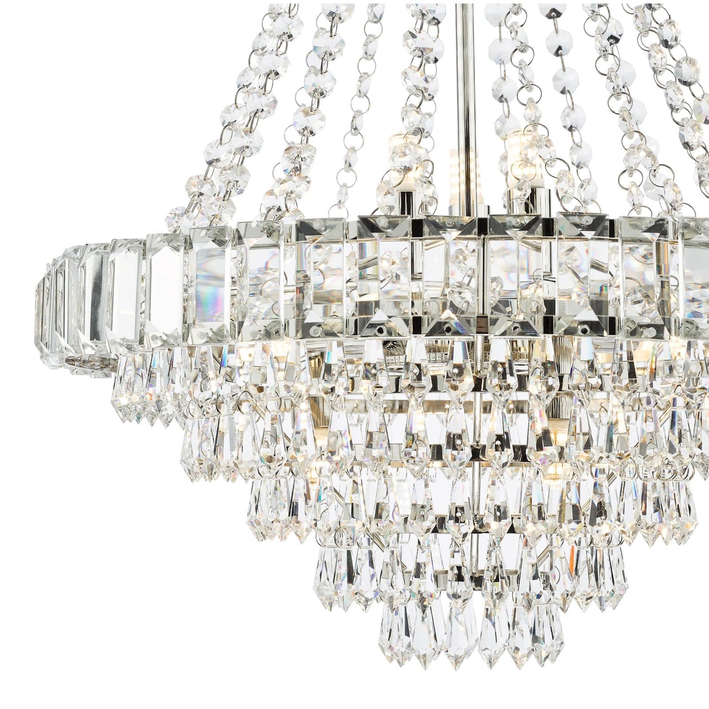 Osborne House 12 Light Chandelier Polished Nickel and Crystal