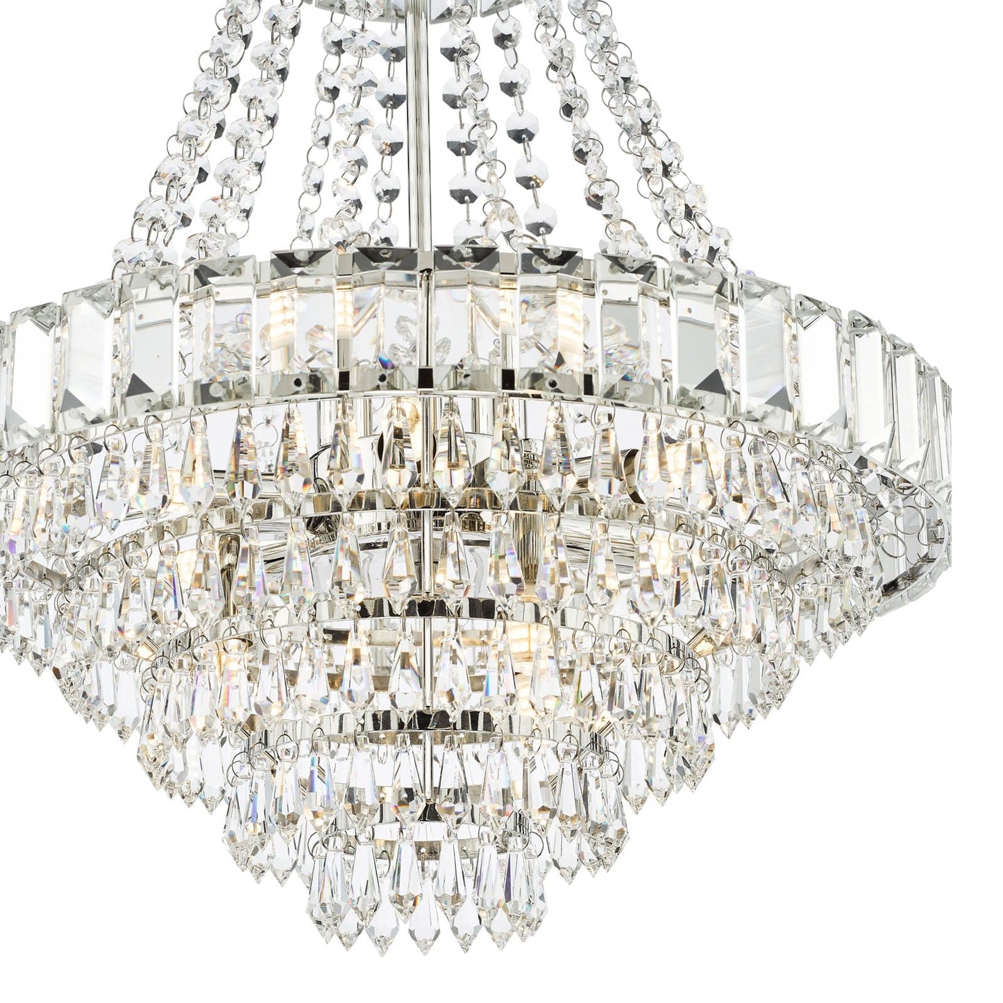 Osborne House 12 Light Chandelier Polished Nickel and Crystal
