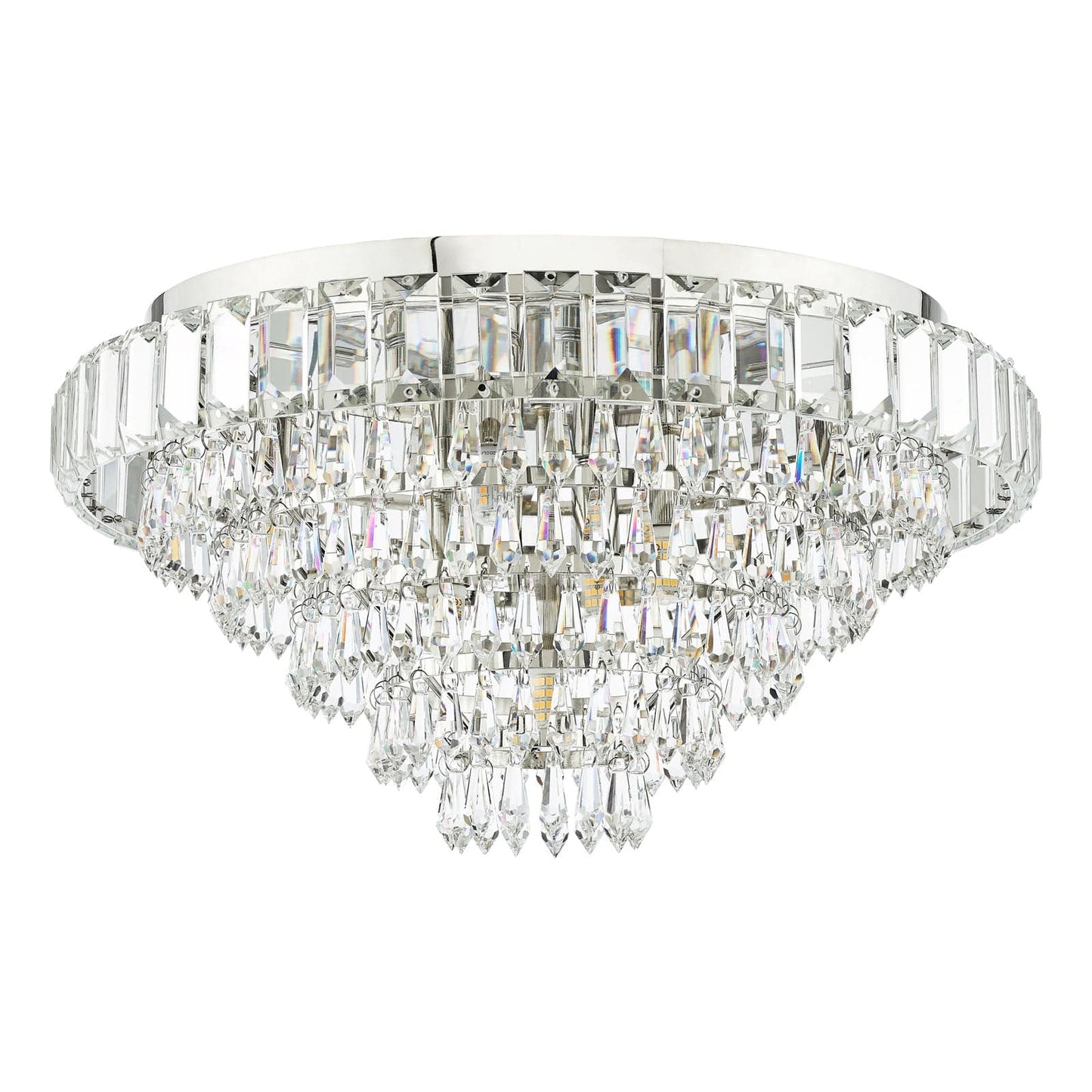 Osborne House 7 Light Flush Polished Nickel and Crystal