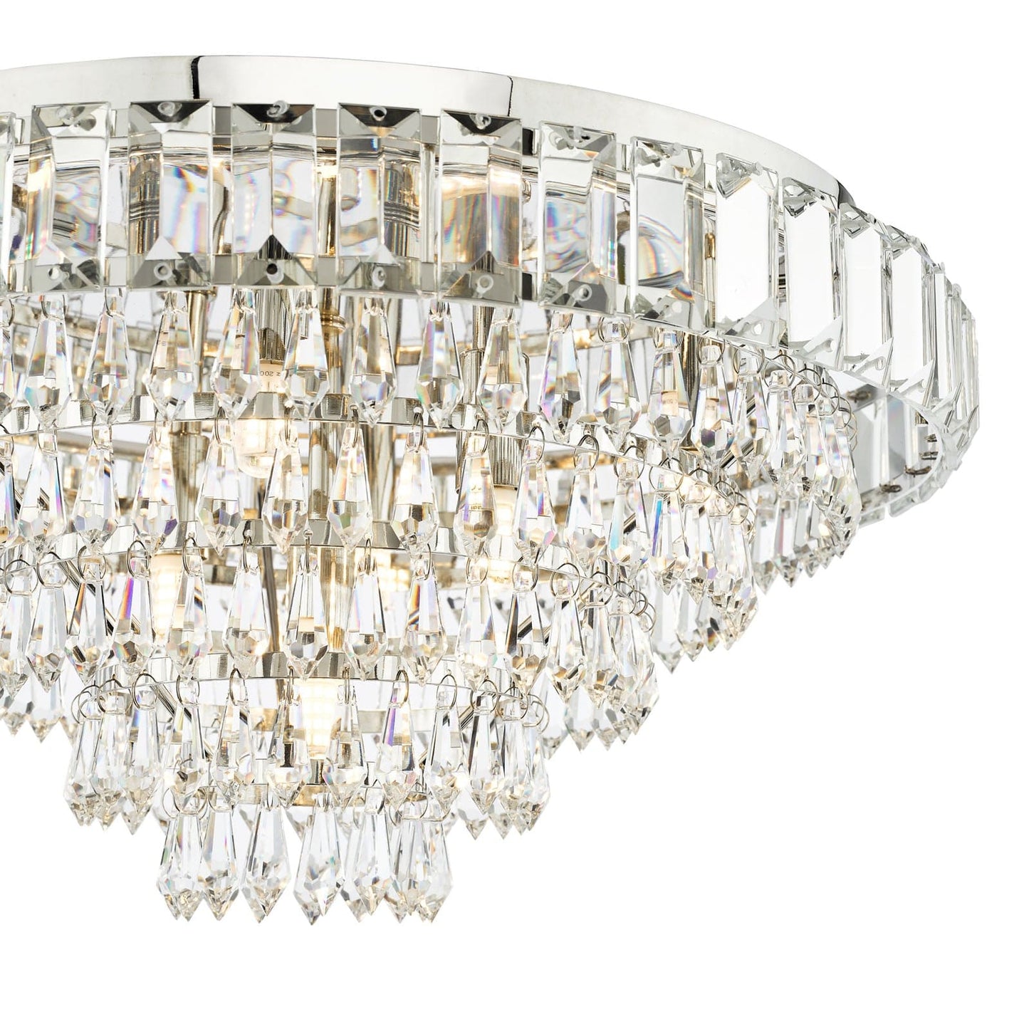 Osborne House 7 Light Flush Polished Nickel and Crystal