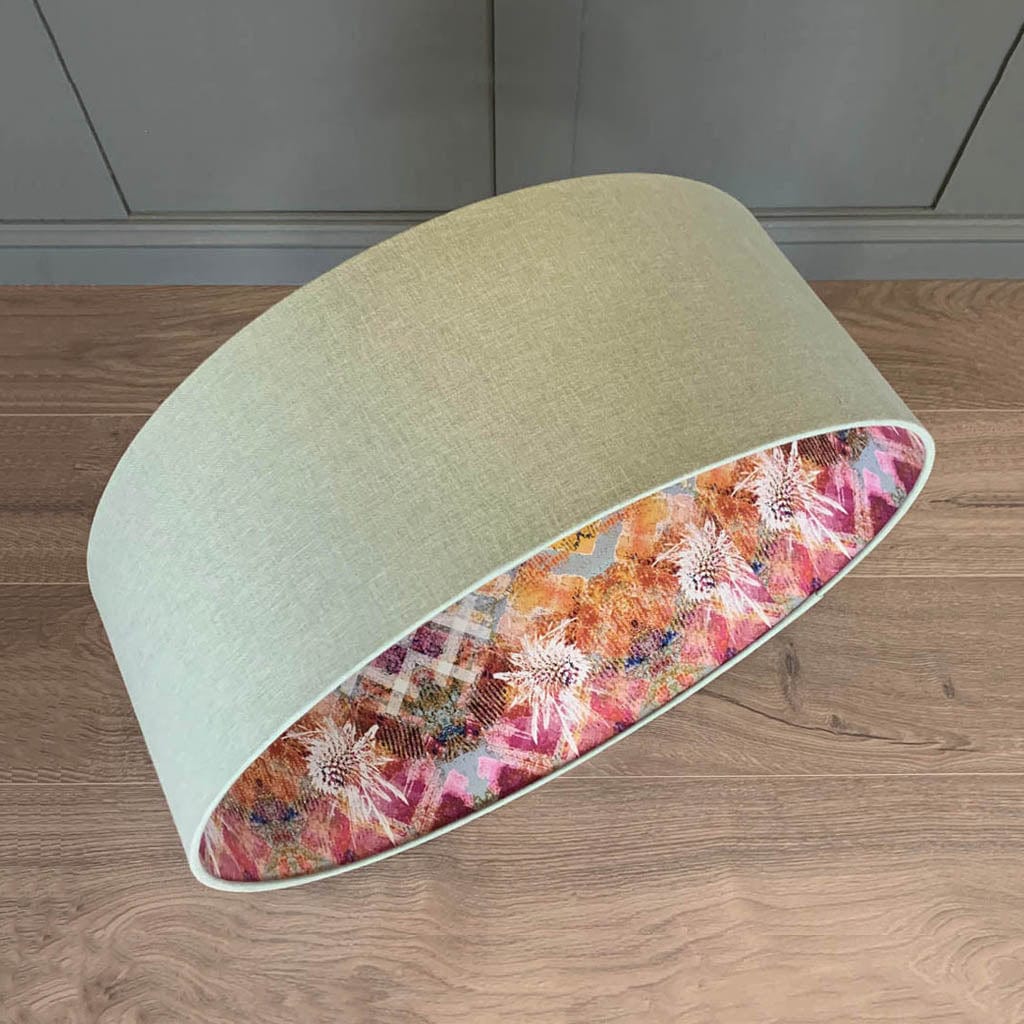 Mairi Helena Scottish Flora Thistle in Fine Art Pink Wallpaper Lined Pendant Shade with Oslo Robins Egg