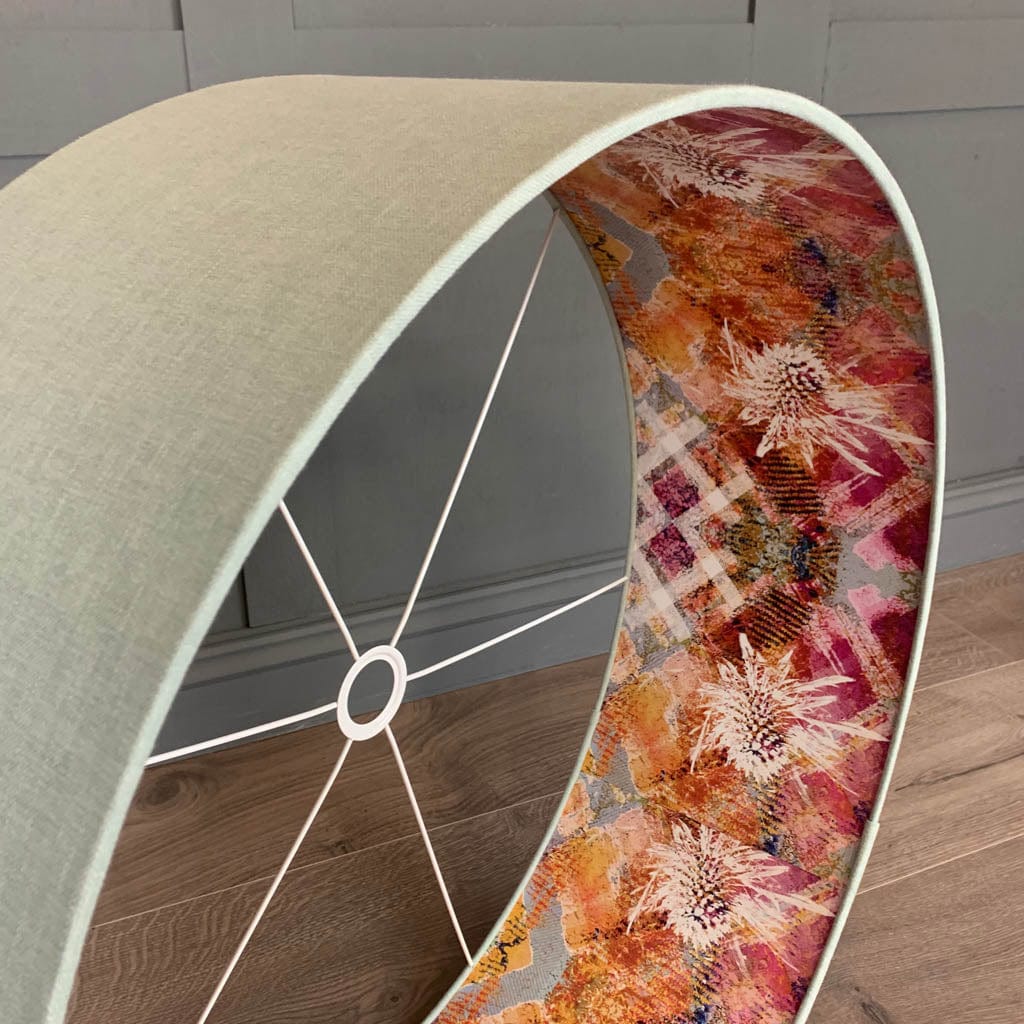 Mairi Helena Scottish Flora Thistle in Fine Art Pink Wallpaper Lined Pendant Shade with Oslo Robins Egg