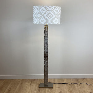 Paperbark Large Floor Lamp Luxuriant Silver with Choice of Rocke Bespoke Shade