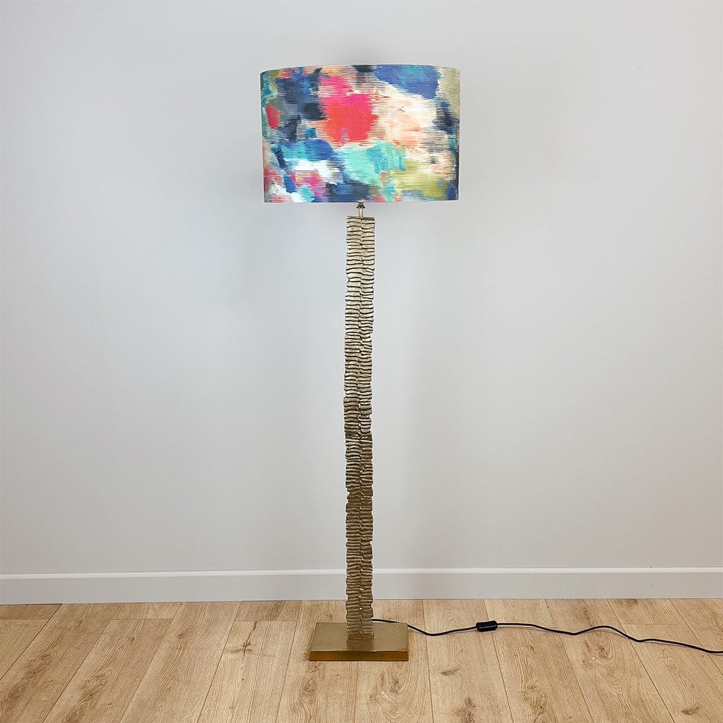 Paperbark Large Floor Lamp Opulent Gold with Choice of Harlequin Shade