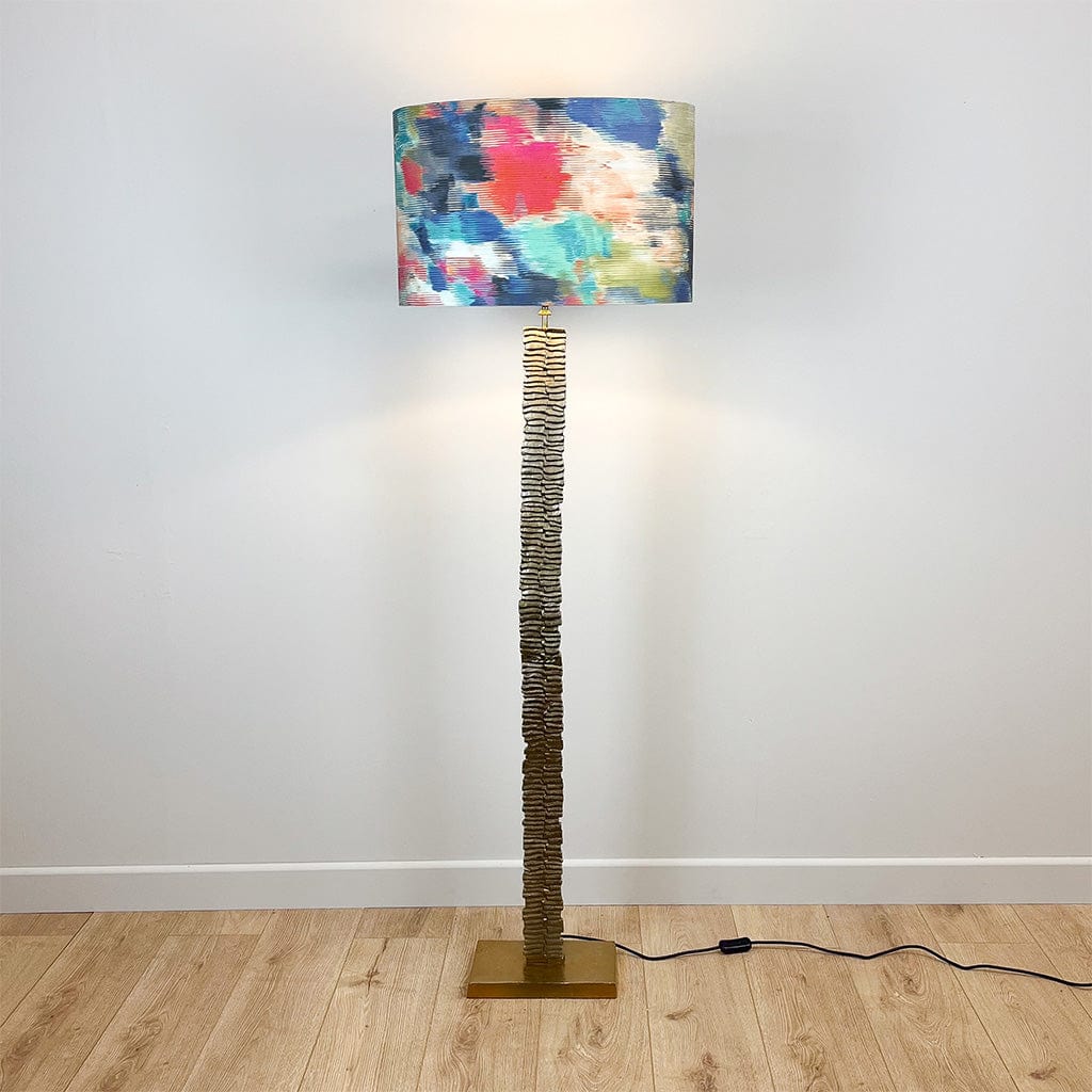 Paperbark Large Floor Lamp Opulent Gold with Choice of Harlequin Shade