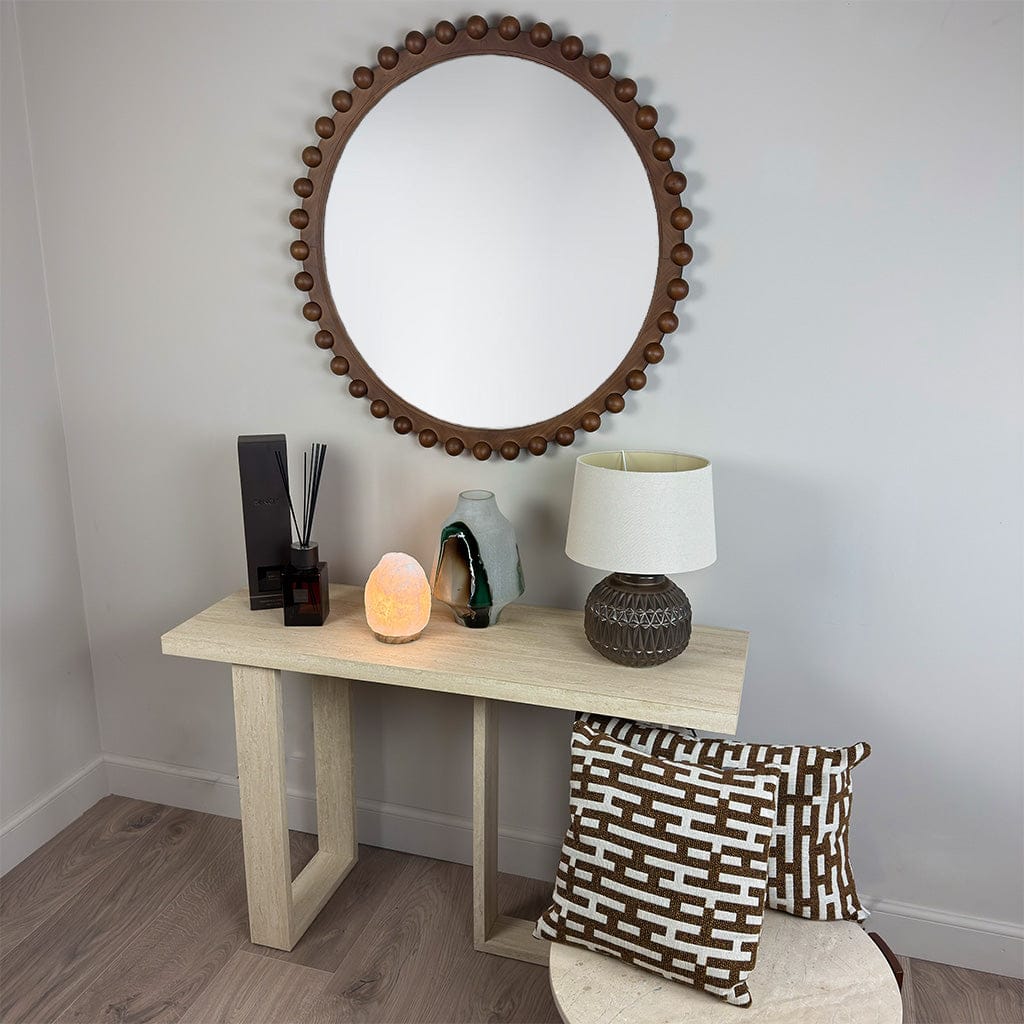 Prue Travertine Effect Console Table
