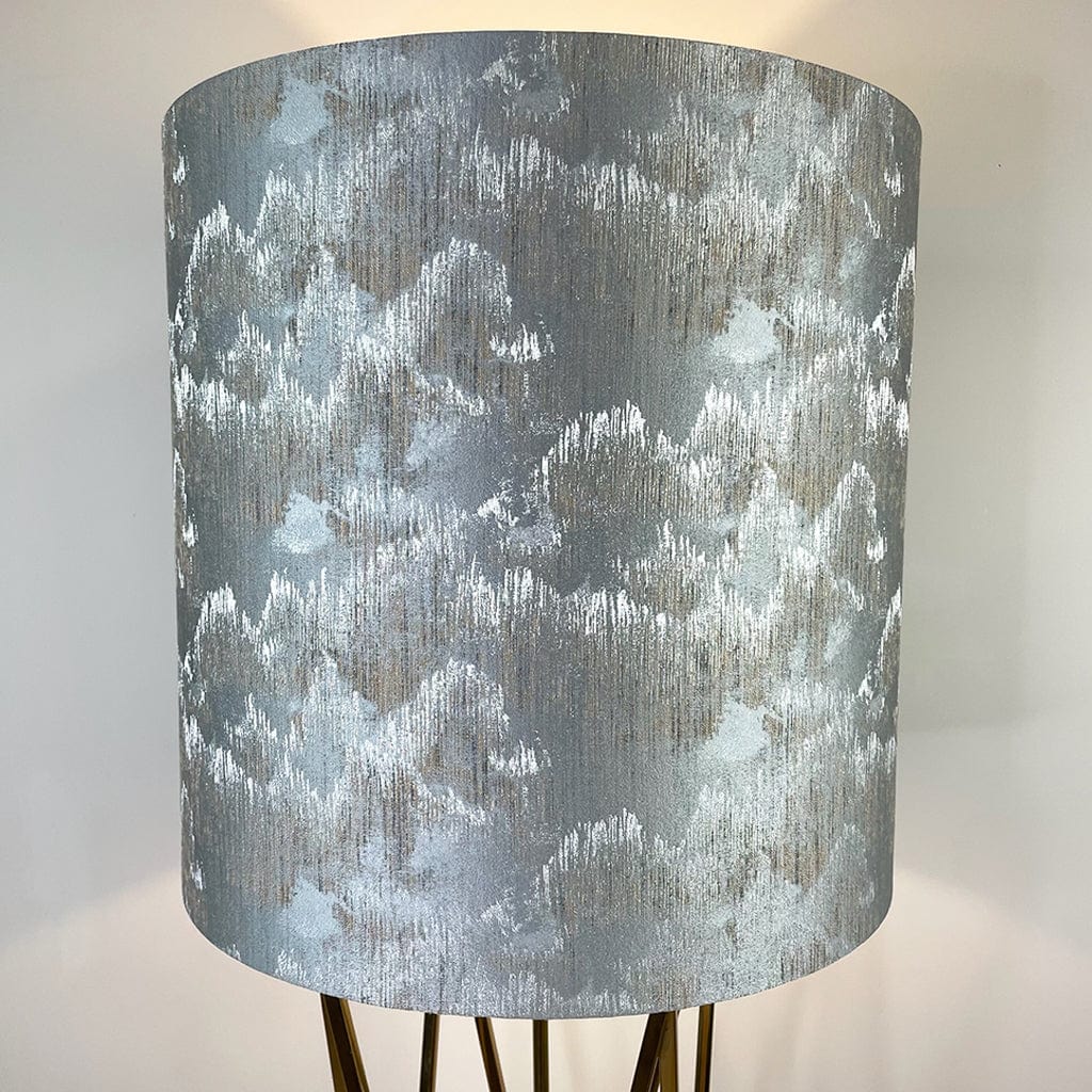Renzo Gold Floor Lamp with Deep Shade in Tai Shale