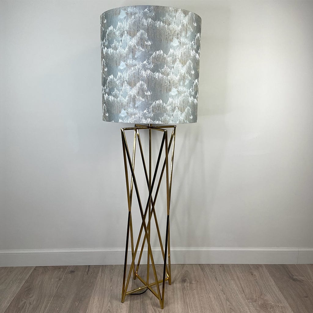 Renzo Gold Floor Lamp with Deep Shade in Tai Shale