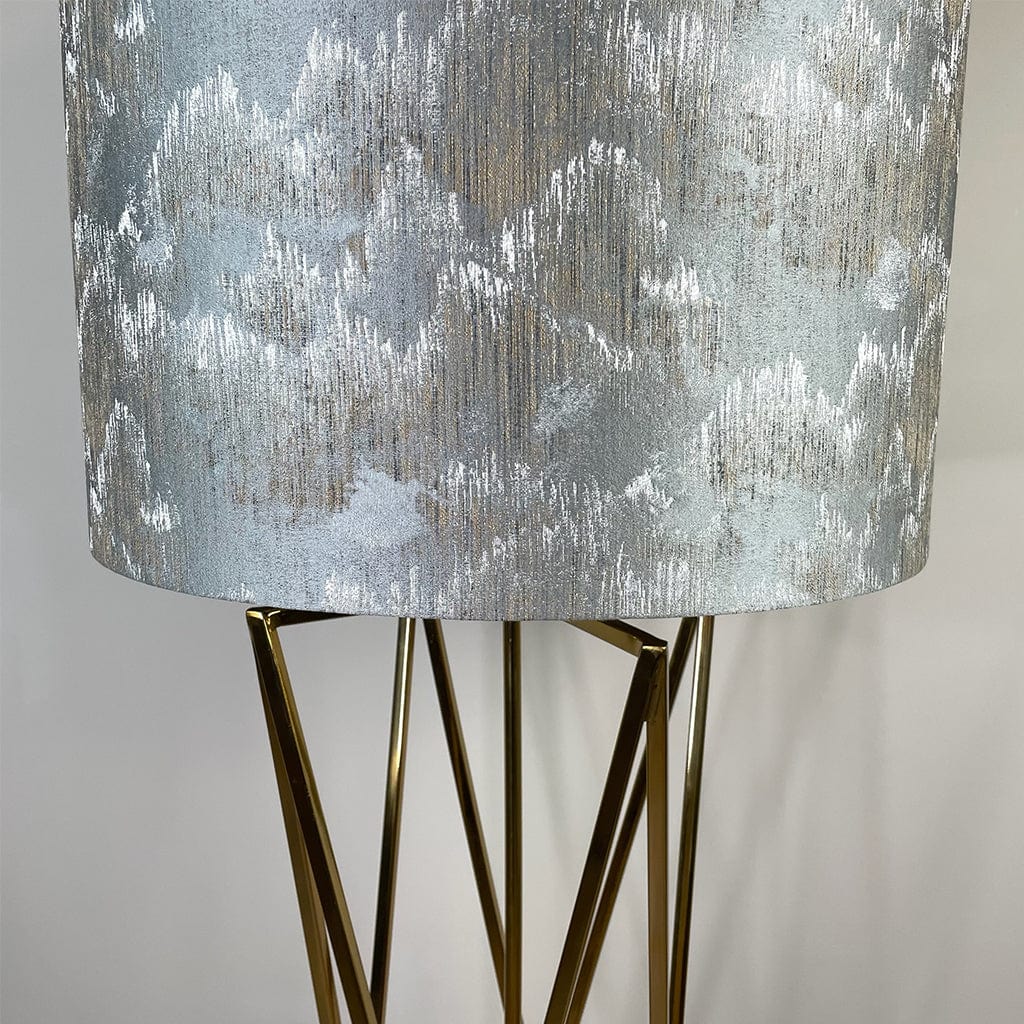 Renzo Gold Floor Lamp with Deep Shade in Tai Shale