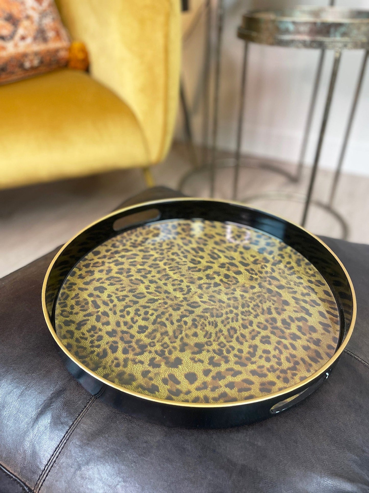 Round Leopard Tray