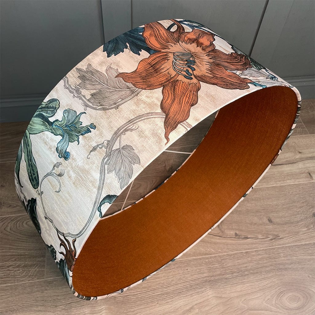 Timorous Beasties Epic Botanic Blue Rust Pendant Shade with Mineral Spice Fabric Lining