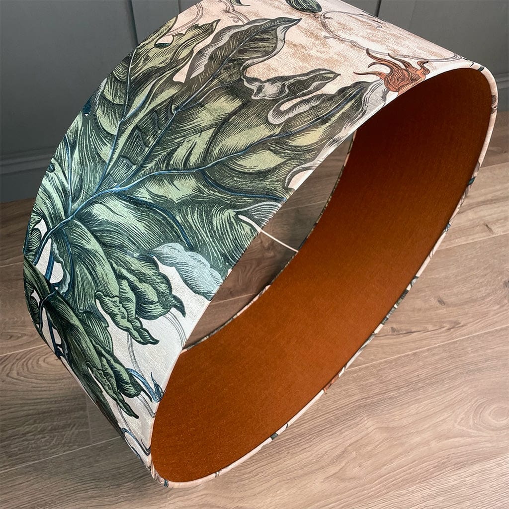 Timorous Beasties Epic Botanic Blue Rust Pendant Shade with Mineral Spice Fabric Lining