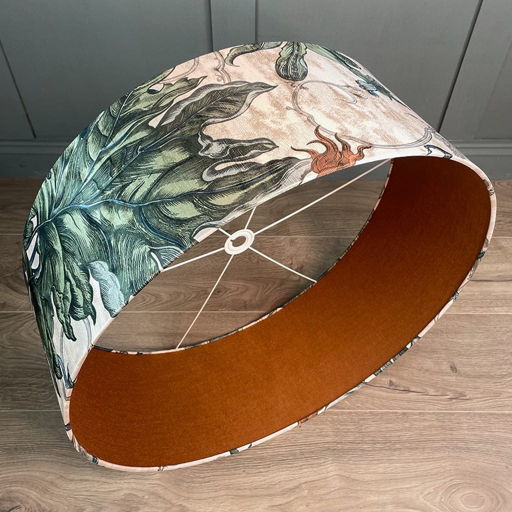 Timorous Beasties Epic Botanic Blue Rust Pendant Shade with Mineral Spice Fabric Lining