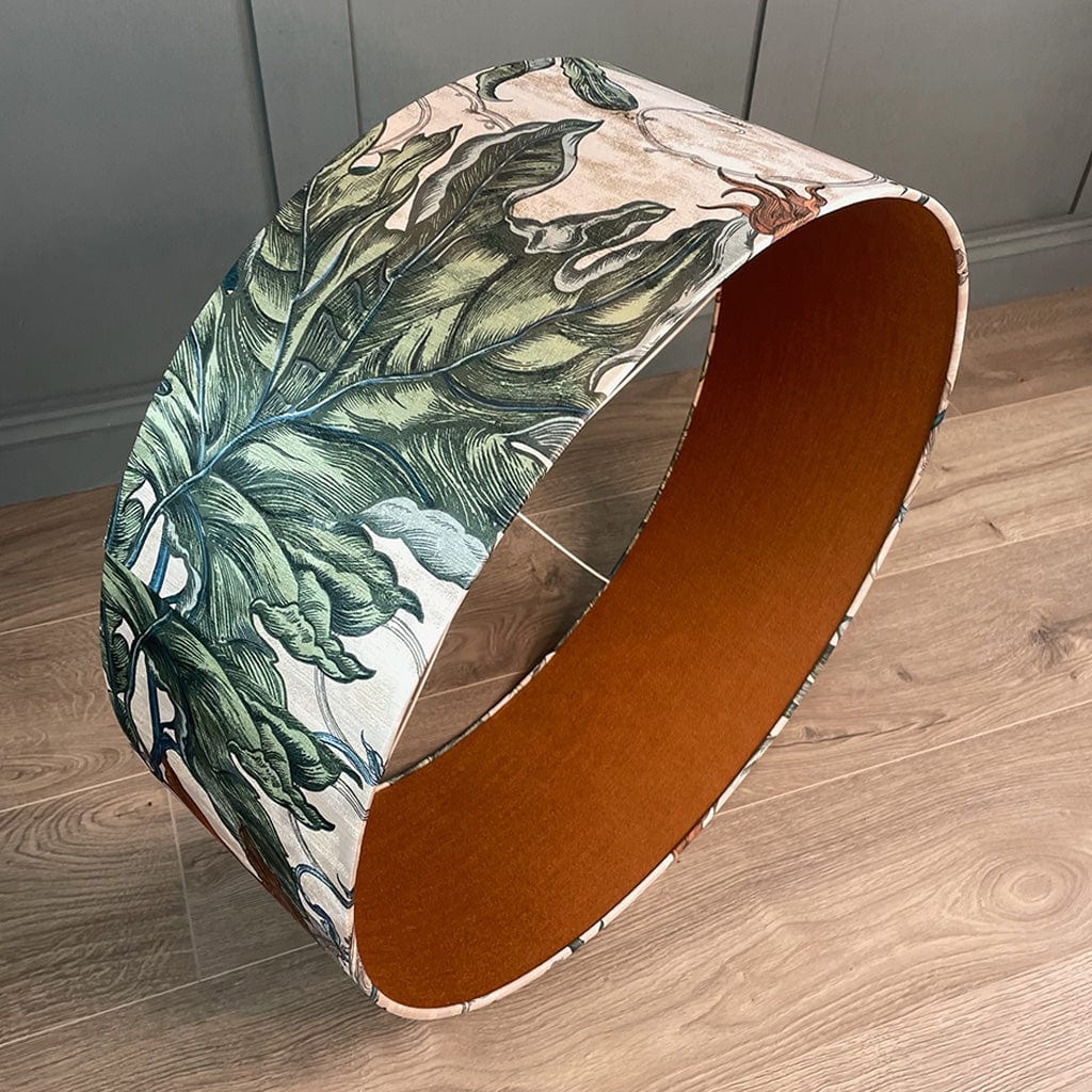 Timorous Beasties Epic Botanic Blue Rust Pendant Shade with Mineral Spice Fabric Lining