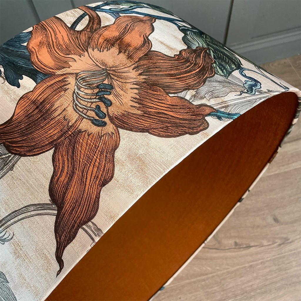 Timorous Beasties Epic Botanic Blue Rust Pendant Shade with Mineral Spice Fabric Lining