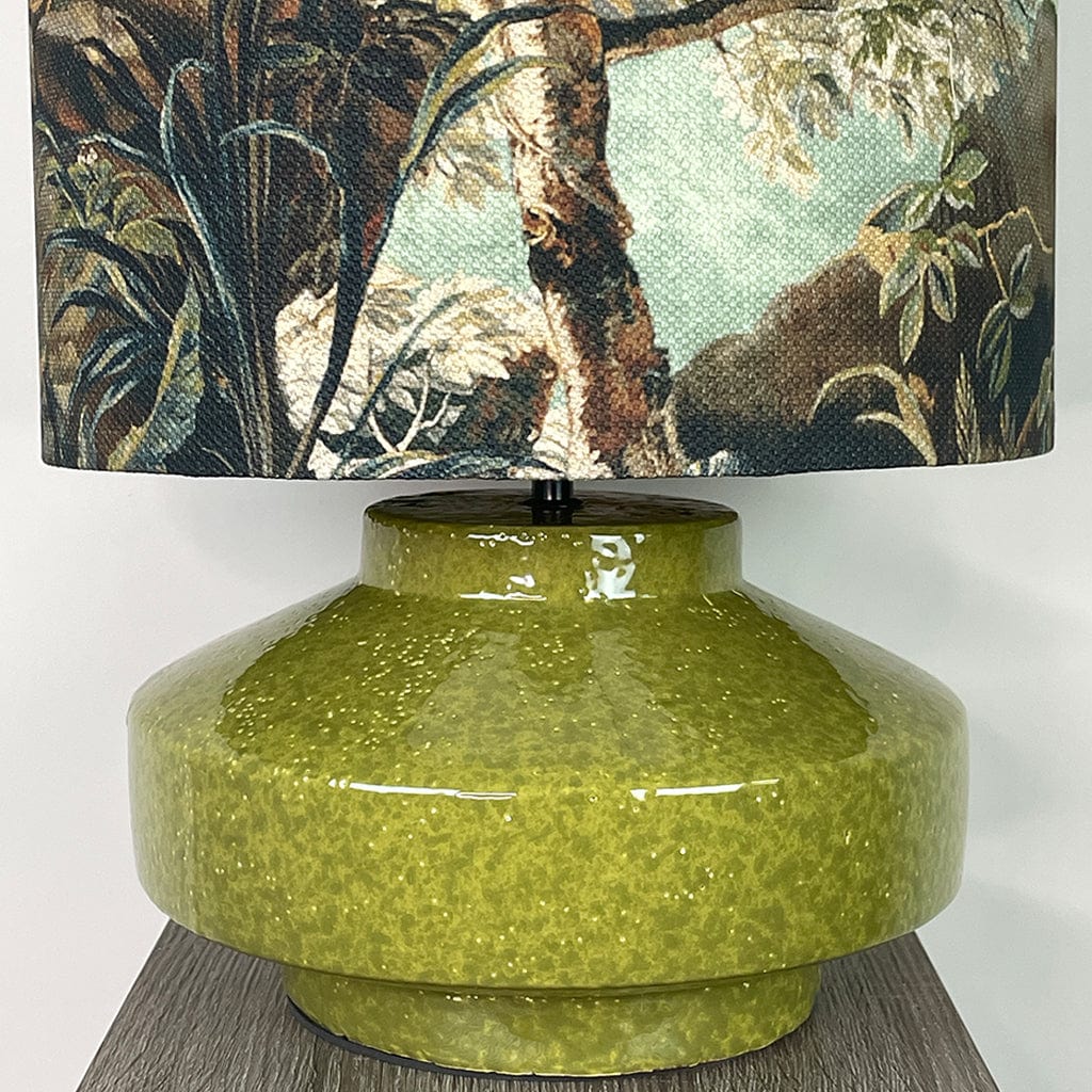 Pamplona Ceramic Green Table Lamp with Elysian Forest Lampshade
