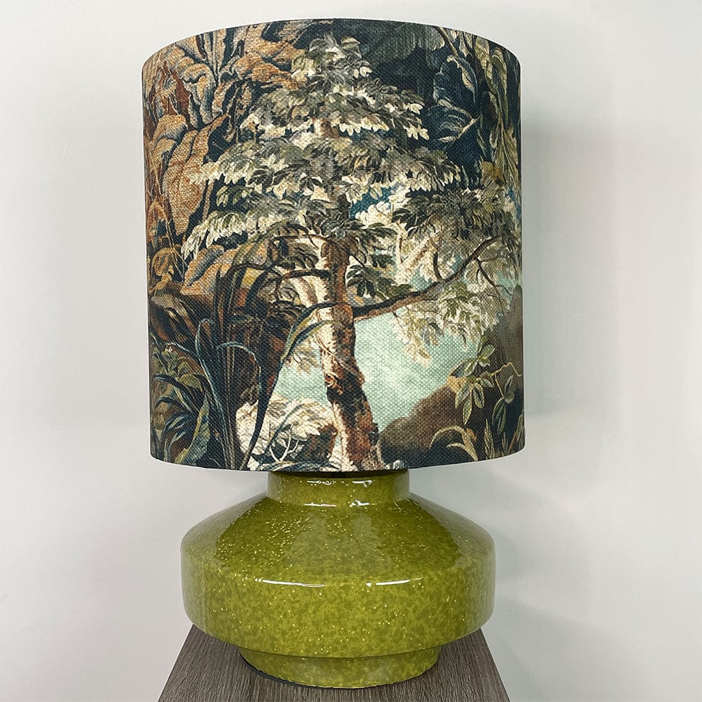 Pamplona Ceramic Green Table Lamp with Elysian Forest Lampshade