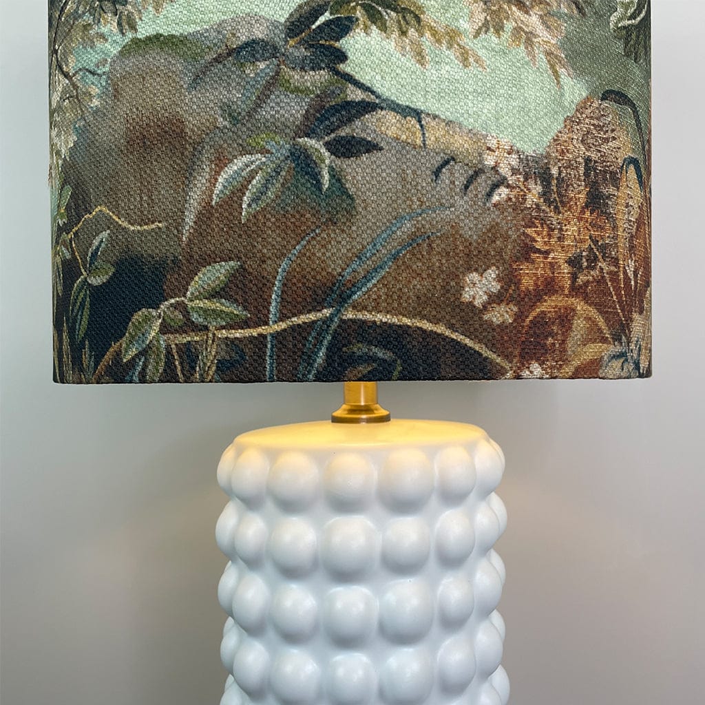 Sohan White Bobble Table Lamp with Elysian Forest Lampshade