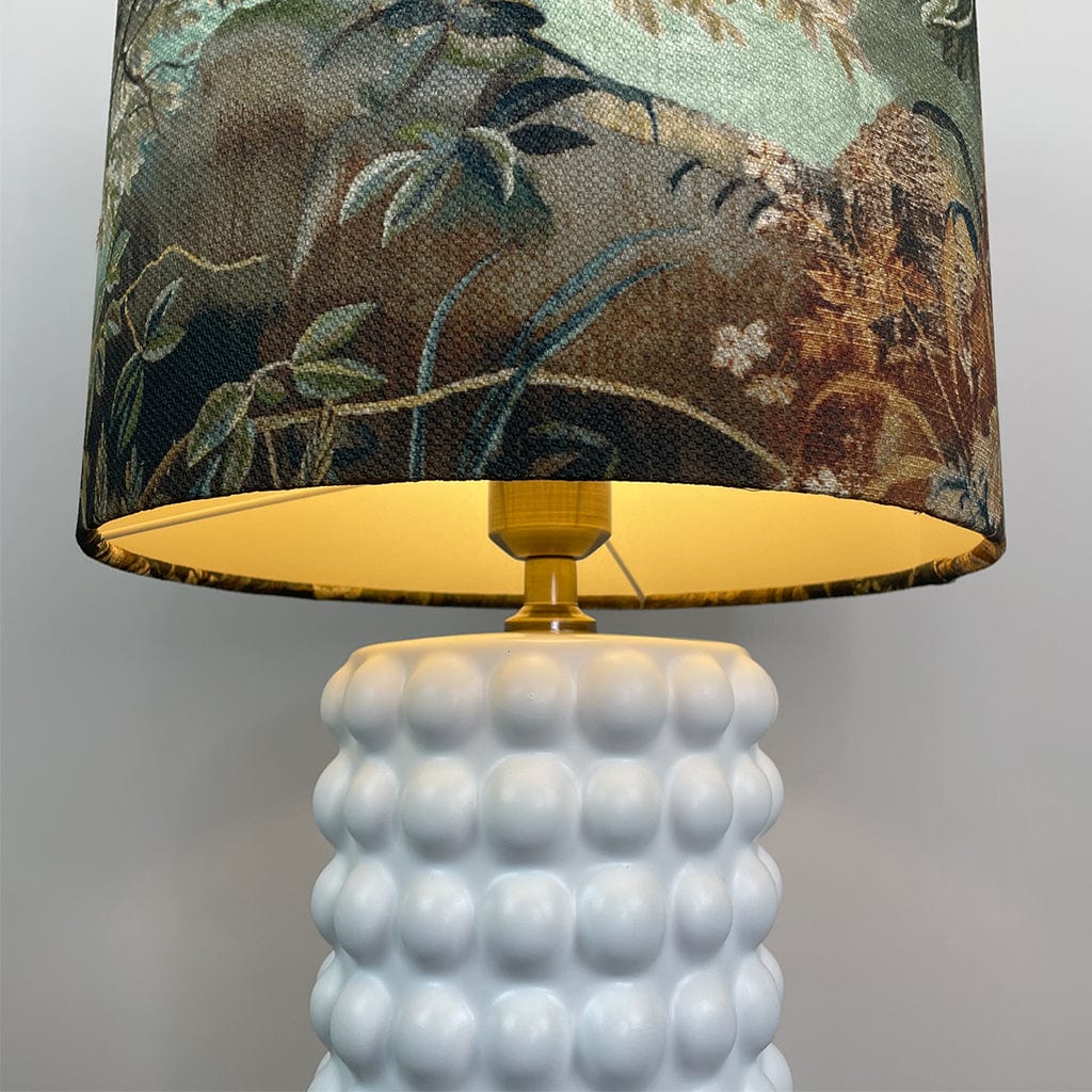 Sohan White Bobble Table Lamp with Elysian Forest Lampshade