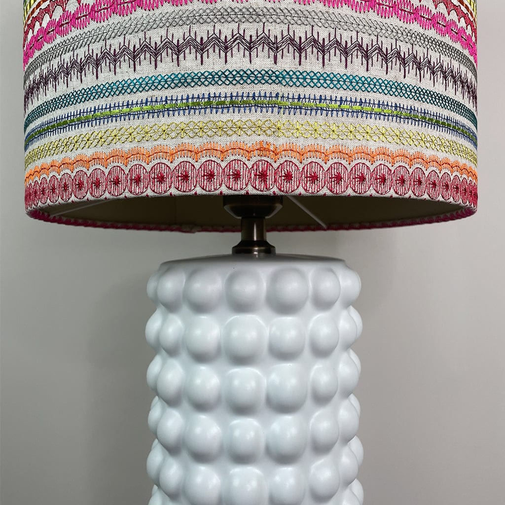Sohan White Bobble Table Lamp with Mikado Rainbow Lampshade