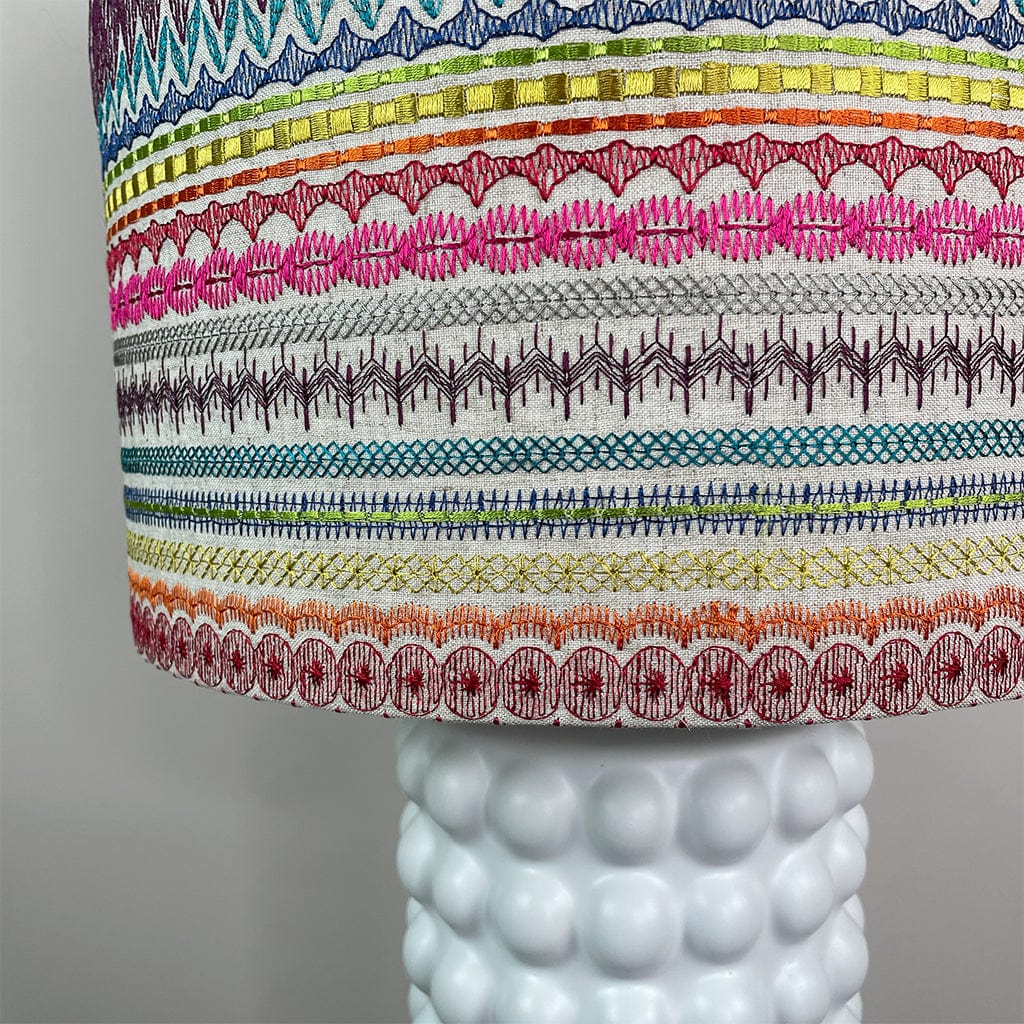 Sohan White Bobble Table Lamp with Mikado Rainbow Lampshade