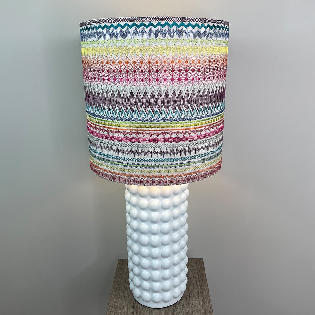 Sohan White Bobble Table Lamp with Mikado Rainbow Lampshade