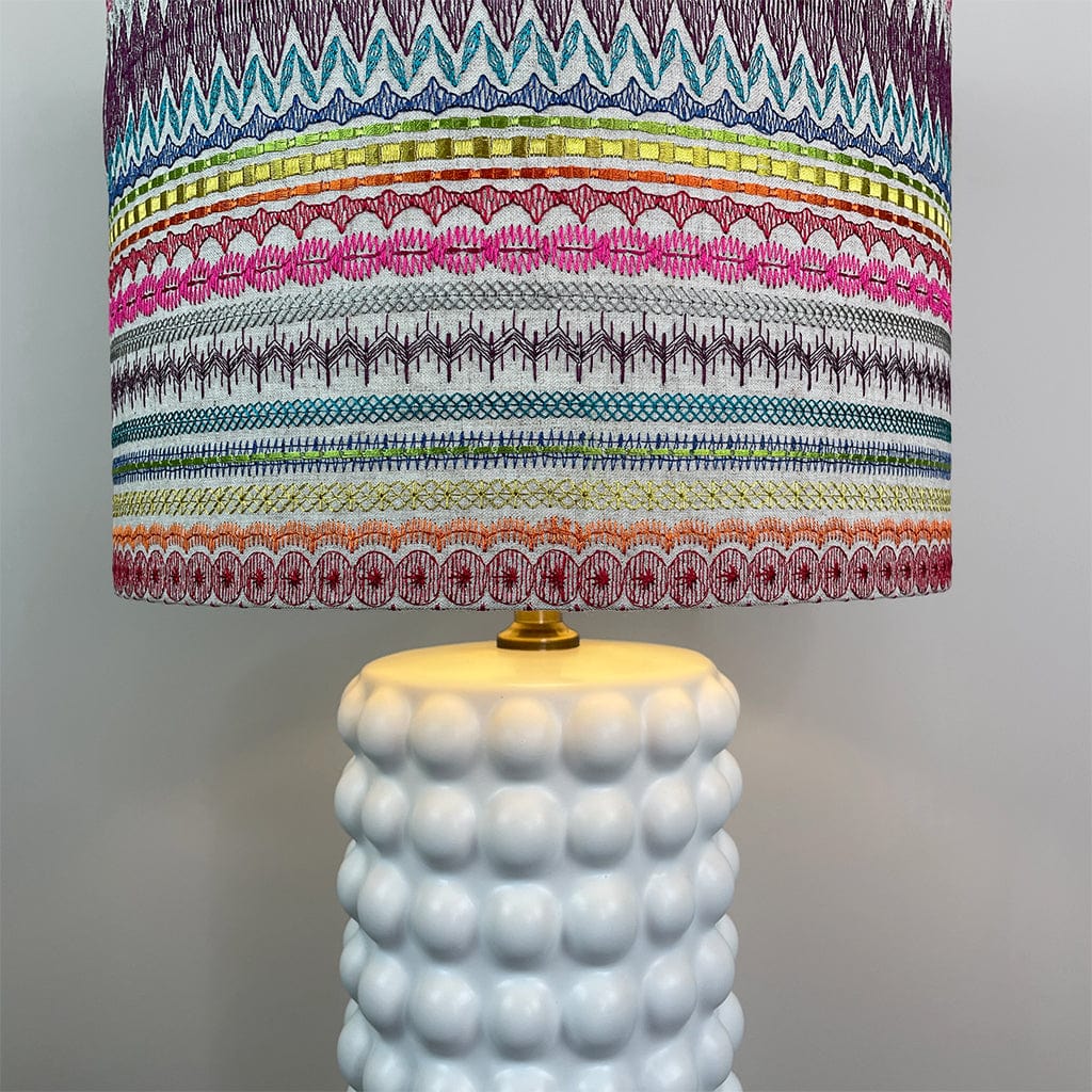 Sohan White Bobble Table Lamp with Mikado Rainbow Lampshade