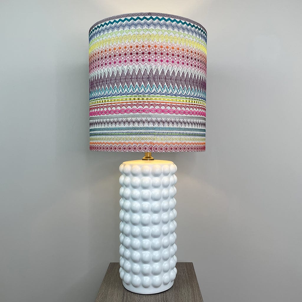 Sohan White Bobble Table Lamp with Mikado Rainbow Lampshade
