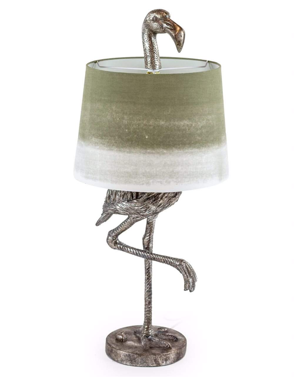 Can Can Flamingo Antique Silver Table Lamp