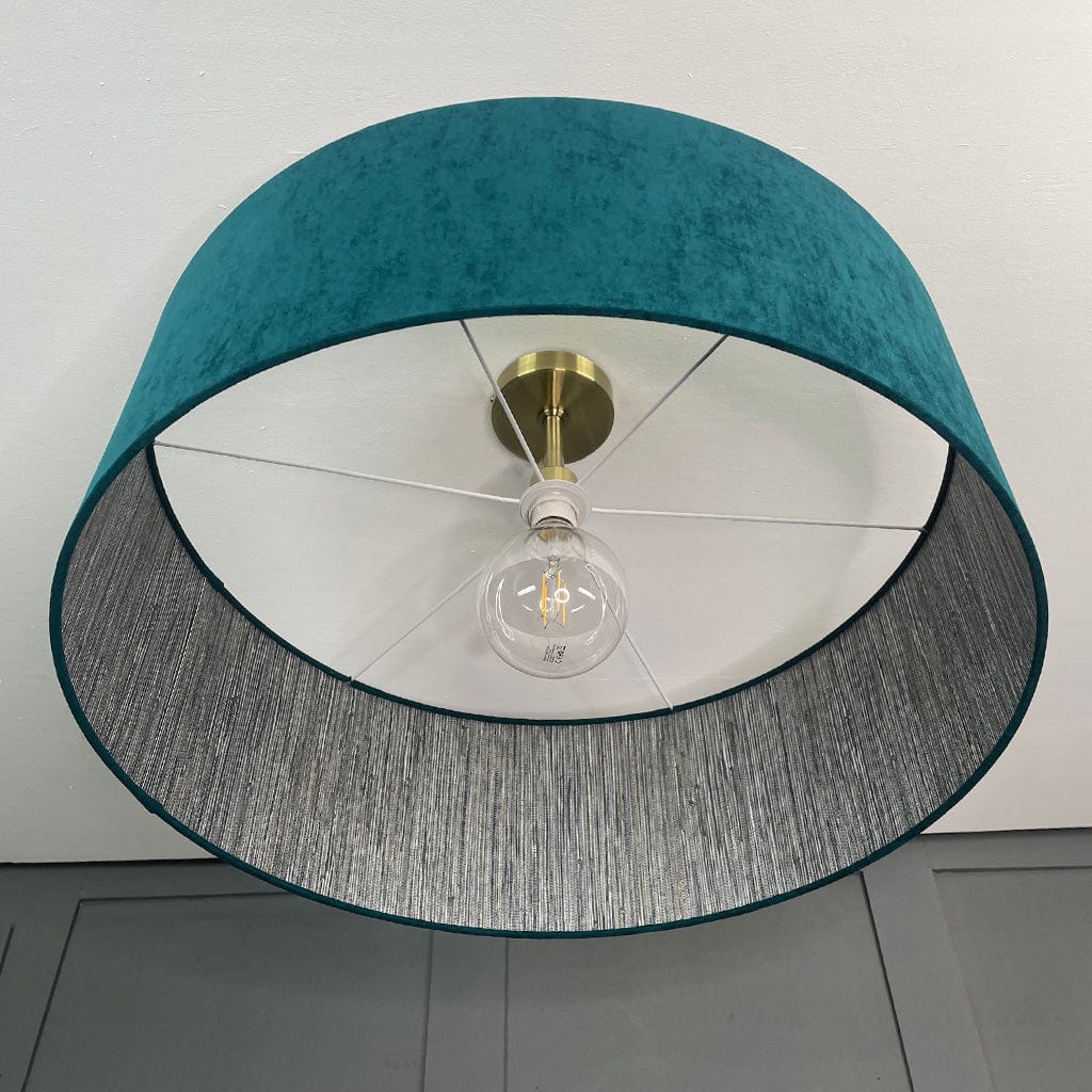 Seri Mineral Wallpaper Lined Pendant Shade with Belvoir Teal
