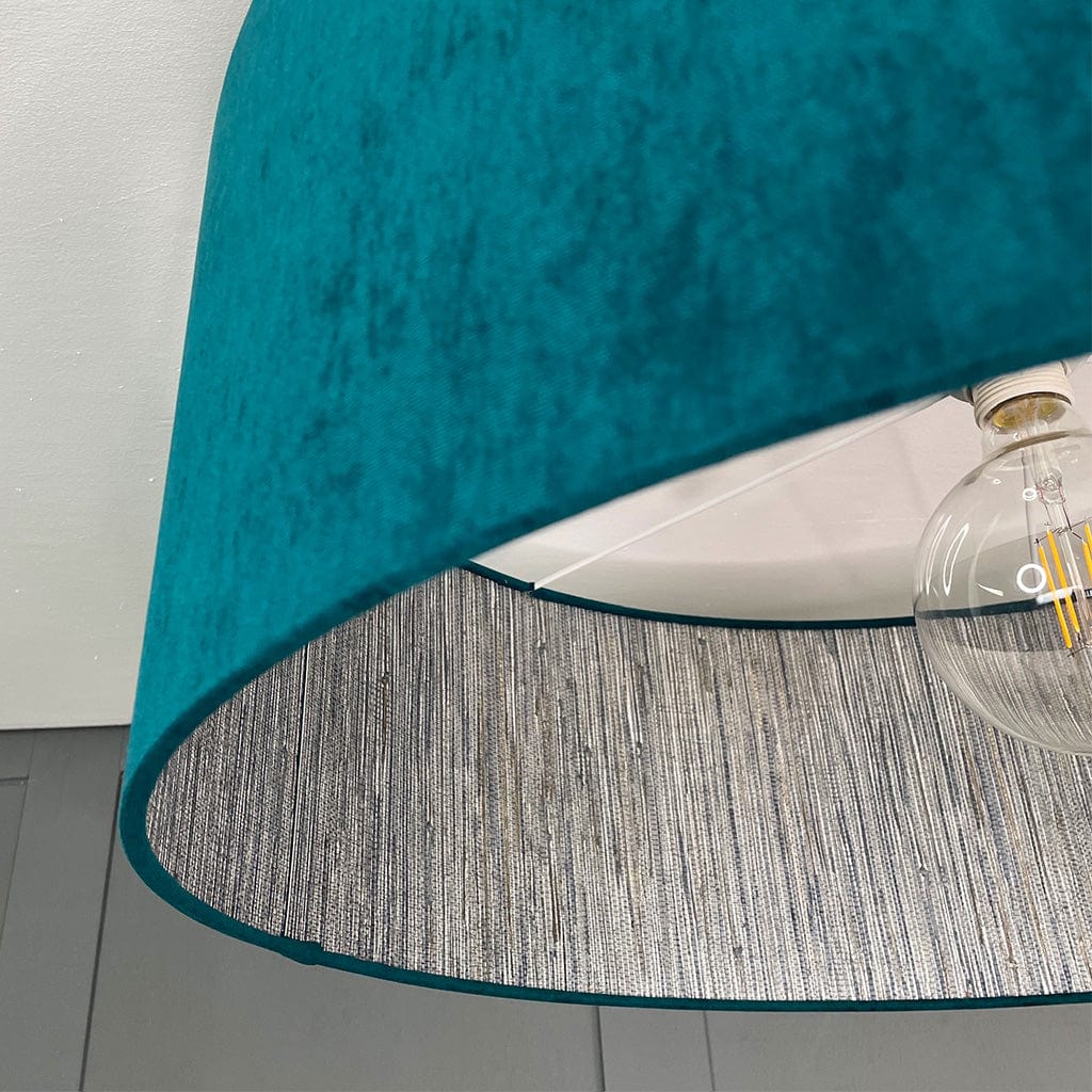 Seri Mineral Wallpaper Lined Pendant Shade with Belvoir Teal