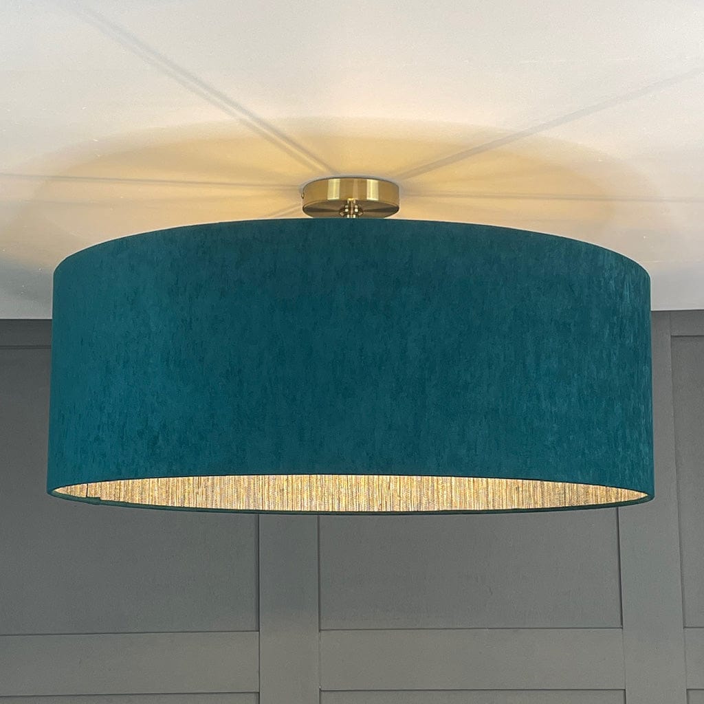 Seri Mineral Wallpaper Lined Pendant Shade with Belvoir Teal