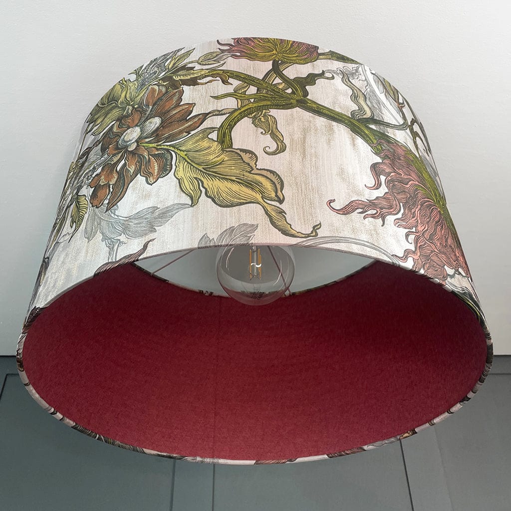 Timorous Beasties Epic Botanic Beige Peach Drum Shade with Berry Fabric Lining