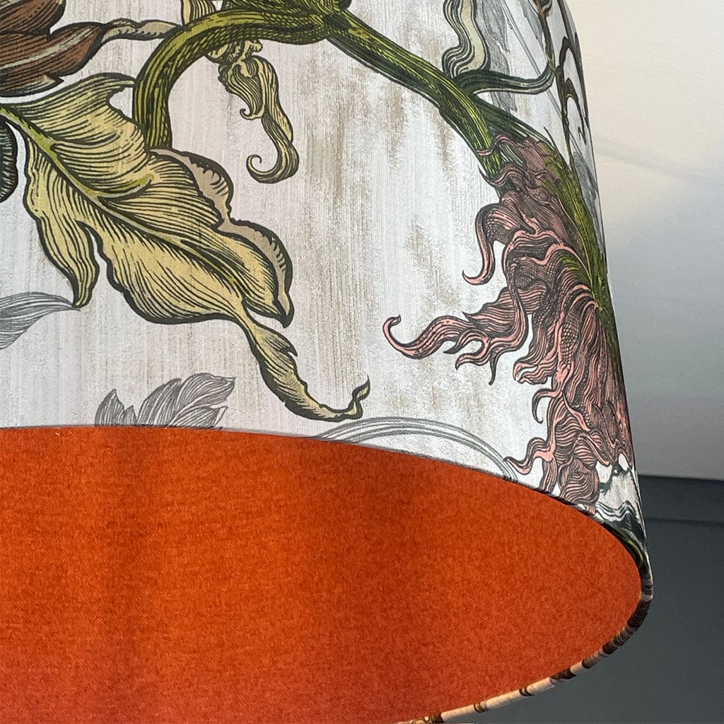 Timorous Beasties Epic Botanic Beige Peach Drum Shade with Berry Fabric Lining