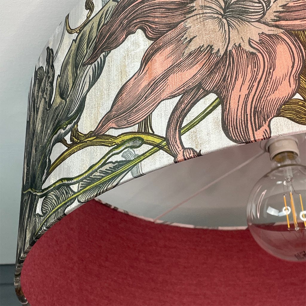 Timorous Beasties Epic Botanic Beige Peach Pendant Shade with Wexley Berry Fabric Lining